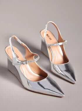 Maeve Slingback Wedge Metallic Heels size 39